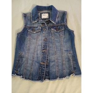 MUDD Denim Vest Womens XS Jean Jacket Blue Button Up Stretch Size Extra …